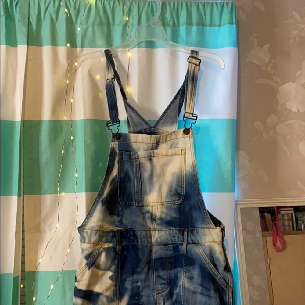 Bleached Tie Dye overalls